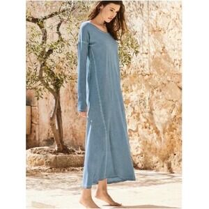 Peruvian Connection Annie's Pima Cotton Maxi Dress Light Blue‎ Thumbhole XS